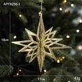 Golden glitter 3D star Christmas tree hanging ornament measuring 18cm by 17cm - Gold 3D Exploding Star (APYX256-1)
