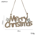 Wooden Merry Christmas hanging sign with silver star and rustic hemp rope hanger - Medium (APZP10-1)