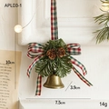 Campanella in bronzo con pigne e nastro scozzese rosso e verde decoro natalizio - Campana con Pigna Bronzo Stile A (APLD3-1)