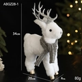 White flocked Christmas reindeer with silver glitter antlers and grey knitted scarf - Grey Scarf Elk