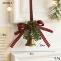 Campana de metal bronce con piñas y lazo de cuadros rojos y verdes decoración - Campana de Piña de Bronce Estilo C (APLD3-3)
