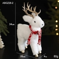 White plush Christmas reindeer with gold antlers and festive red scarf, 34cm height - Red Scarf Elk