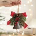 Bronze metal bell ornament with red burlap bow, pine cones and festive berries - Coffee Berry Bell (APLD2-3)