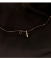 Close-up of rose gold geometric bar pendant necklace with pavé set zircon stones - Rose Gold