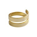 Minimalist double layer spiral open ring in polished golden finish for women - Adjustable Open / Gold Spiral Double Layer Style (S-R735)
