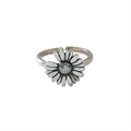 Minimalist S925 silver daisy open ring with vintage finish and adjustable flower design - Adjustable Open / White Core Daisy Ring
