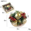 Portacandele natalizio con bacche rosse e pigne dorate, variante con diametro di 12 cm - Portacandela Stile A (Senza Candela)