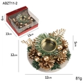 Portacandele natalizio con pigne dorate, aghi e confezione regalo, diametro di 12cm - Portacandela Stile B (Senza Candela)