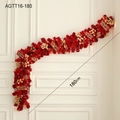 180cm Red festive garland with gold flowers and lucky tags for New Year decor - Decorative Garland (180cm) / Red