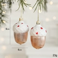 Rose gold acorn Christmas tree ornaments with white frosted tops and hanging cords - Acorn Style