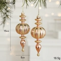 Rose gold Christmas tree ornament with elegant golden glitter stripes and hanging loop - Carrot Style