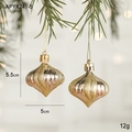 Champagne gold onion-shaped Christmas ornaments with glitter and shiny finish, 2 pieces - Onion Ball Style