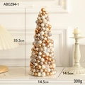 Elegant 35cm gold and silver Christmas ball cone tree tabletop holiday ornament - White Gold Christmas Tree