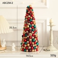 35cm festive cone Christmas tree made of red green and gold ornaments for desk decor - Red Green Christmas Tree