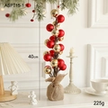 Christmas tree tabletop decoration 40cm height with red and gold balls and burlap base - Red Gold Christmas Tree