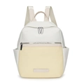 Zaino oxford minimalista beige e giallo ad alta capacità per viaggi e uso quotidiano - Bianco Sporco