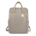 Water-resistant khaki nylon backpack for women with leather handle and side pockets - Khaki