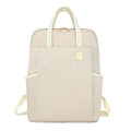 Minimalist beige oxford nylon backpack for women with laptop compartment and travel style - Beige