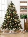 1,8m künstlicher Weihnachtsbaum Set mit 72 goldenen Ornamenten und warmer LED Beleuchtung - 1.8m Gold & Kaffee Set