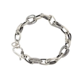 Pulsera de cadena gruesa de plata S925 con eslabones ovales de textura estilo retro - Cadena Gruesa Retro Distressed (S-B382)