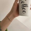 Bracciale minimalista in argento sterling S925 a sfere con design a nodo centrale - Bracciale a Nodo Argentato