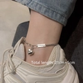 Cavigliera in argento 925 con ciondolo Lucky Girl e cuore pendente su caviglia sottile - Cavigliera Con Cuore Lucky Girl