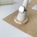 Minimalist S925 sterling silver ring with polished oval plaque on a display stand - Adjustable Open / Polished Oval Style