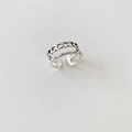 Macro view of S925 sterling silver stamp on vintage chain style adjustable ring - Chain Style
