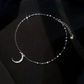 Minimalistische S925 zilveren enkelband met zirkonia maan en ster hangertje voor dames - Maan enkelbandje