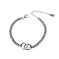 Minimalistisches S925 Sterlingsilber Armband mit klassischen ineinandergreifenden Kreisen - Retro Doppelkreis Stil
