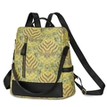 Gelber Stickerei-Rucksack mit traditionellen Wolkenmustern und schwarzen Lederdetails - Gelb