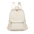 Cream white faux leather backpack with geometric embossing and gold hardware details - Off White