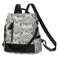 Damen Rucksack mit schwarz-weißem Wellenmuster und verstellbaren Kunstleder-Trägern - Grau