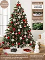 Luxuriöser 1,5m PE künstlicher Weihnachtsbaum mit 40 rot-weißen Ornamenten und Lichtern - 1.5m Rot & Weiß Set