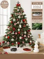 1.8m Christmas tree with red and white ornaments, 58-piece set and plush tree skirt - 1.8m (58pcs Accessories) / Red & White