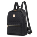 Zaino grande in pelle PU nera da donna con trama geometrica a rilievo per il pendolarismo - Nero