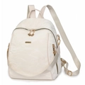 Cream white oxford fabric backpack with textured finish and gold metal zipper details - Off White