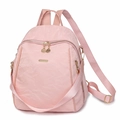 Pink oxford backpack with waterproof nylon texture and detachable strap for women - Pink