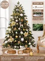 Luxe 1,5m goud-witte PE-kerstboom met 39 ornamenten en warme verlichtingsset - 1.5m Goud & Wit Set