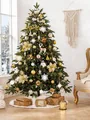 Luxuriöser 1,8m Gold-Weiß Künstlicher Weihnachtsbaum mit 60 Ornamenten und Lichtern - 1,8m (60 tlg. Zubehör) / Gold Weiß