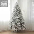 White flocked 2.1M Christmas tree with 1485 tips and a sturdy black metal stand - 2.1m / 2.1M Snowy Tree (1485 Tips)