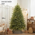 Lush 150cm pre-lit Christmas tree with warm LED lights and grey woven base stand - With Lights And Collar / Small Style (SHH129-150DW)