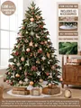 Luxuriöser 1,8m PE Weihnachtsbaum mit champagnerfarbenem Dekor und warmem Lichterketten - 1,8m (63 tlg. Zubehör) / Champagner Kaffee