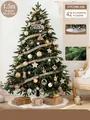 Lush 1.5m PE Christmas tree set with 42 festive ornaments and cozy white plush skirt - 1.5m (42pcs Accessories) / White Wood Color