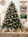 1,8m PE-Weihnachtsbaum-Set im Log-Stil mit 57 Ornamenten weißer Decke und LED-Lichtern - 1,8m (57 tlg. Zubehör) / Weißes Holzfarben