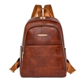 Sac à dos rétro en similicuir marron avec design patchwork et finitions dorées - Marron