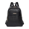 Sac à dos noir en cuir PU pour voyage avec patchwork géométrique et finitions dorées élégantes - Noir