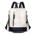 Zaino antifurto da donna con motivo trapuntato patchwork in crema e rosa chic - Beige
