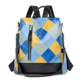 Zaino antifurto alla moda con design patchwork geometrico colorato e cerniere dorate - Blu