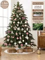Luxuriöses 1,8m rosa-weißes Weihnachtsbaum-Set mit 64 Ornamenten und Plüsch-Baumrock - 1,8m (64 tlg. Zubehör) / Rosa Weiß